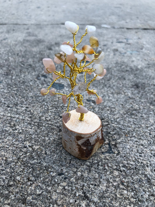 Small Sunstone and Quartz Tree